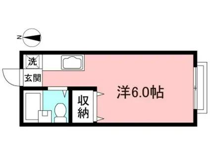 カーサ・ビエナ(ワンルーム/2階)の間取り写真