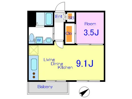 田端公園アパートメンツ(1LDK/2階)の間取り写真