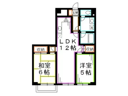 吉祥寺グレース大所(2LDK/2階)の間取り写真