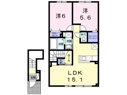 プリマベーラ(2LDK/2階)の間取り写真