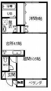 シンシアV(1LDK/2階)の間取り写真