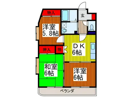 ヴェルム本郷(3DK/2階)の間取り写真