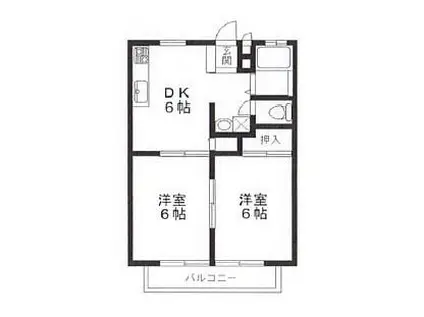 サニーハイツ(2DK/1階)の間取り写真