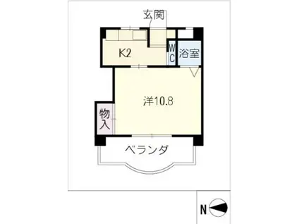尾関ハイツ(1K/4階)の間取り写真