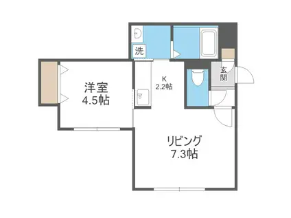 ALTERNATIVE STARLING44(1DK/1階)の間取り写真