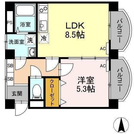 レジデンス石井(1LDK/3階)の間取り写真