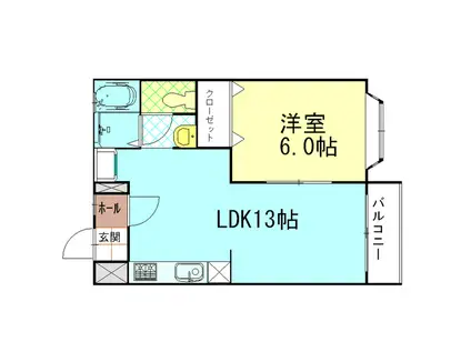 エスポワール・28(1LDK/2階)の間取り写真