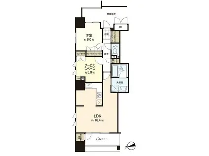 ソシオタワー十日市(1SLDK/13階)の間取り写真