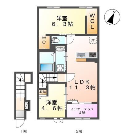 FIDELITY(2LDK/2階)の間取り写真