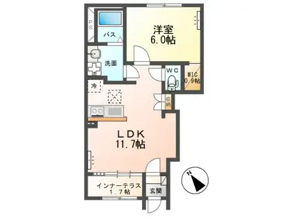 間々田アパート(1LDK/1階)の間取り写真