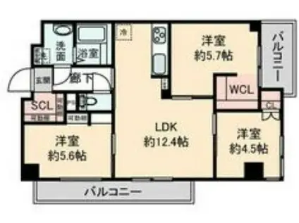 ウーリィパレス大森(3LDK/2階)の間取り写真