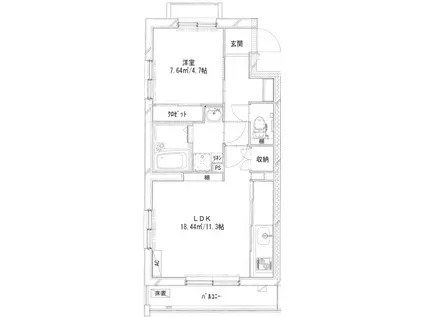 グランツK(1LDK/2階)の間取り写真
