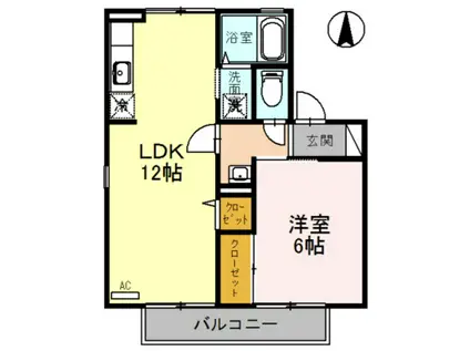 サン・フルール婦中(1LDK/2階)の間取り写真