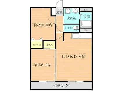 ロイヤルシティプラトン(2LDK/3階)の間取り写真