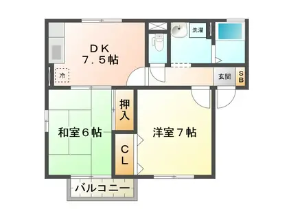 サニーホームズYAKENO(2DK/2階)の間取り写真