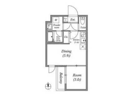 VINA山科ウエスト(1DK/3階)の間取り写真