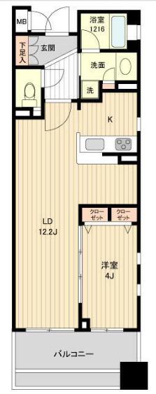 HF銀座レジデンスイースト(1LDK/4階)の間取り写真