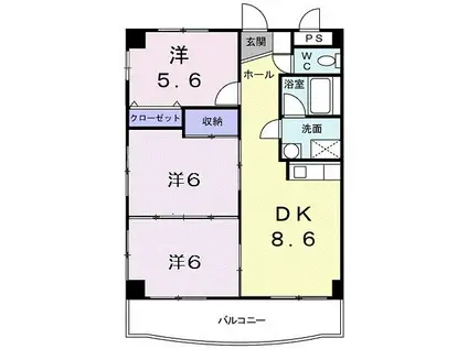 キャッスルグリーン(3DK/1階)の間取り写真