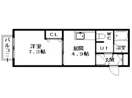 JUST山鼻(1K/2階)の間取り写真