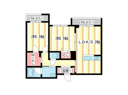 クオレール(2LDK/2階)の間取り写真