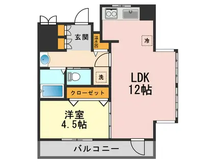 フローレス東松本(1LDK/2階)の間取り写真