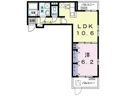 ロビーナ フォルシュ(1LDK/1階)の間取り写真