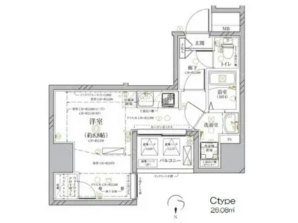 ディアレイシャス西大島駅前(ワンルーム/3階)の間取り写真