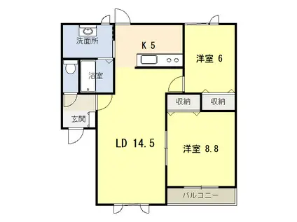 バップバーレンN館(2LDK/3階)の間取り写真