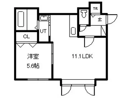  ヴェルヒュッテ名寄大学前(1LDK/1階)の間取り写真