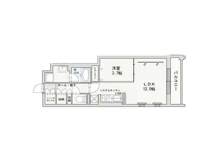 URBAN TERRACE ABENO(1LDK/4階)の間取り写真