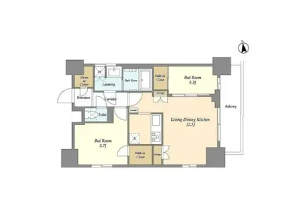 リビオメゾン浅草雷門(2LDK/9階)の間取り写真