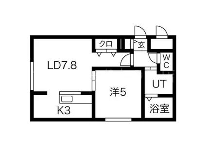 ラフレーズ学園前(1LDK/2階)の間取り写真