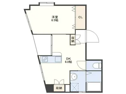 レジデンス筑後(1DK/2階)の間取り写真