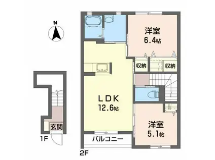 メゾン モンタールトB(2LDK/2階)の間取り写真