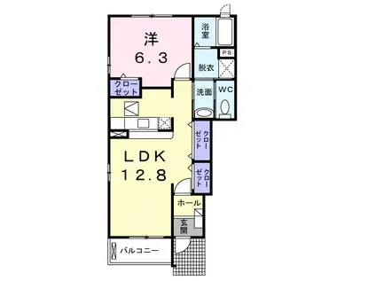 ジェルメA(1LDK/1階)の間取り写真