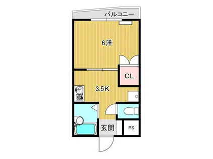 セゾン・ド・みによん(1K/2階)の間取り写真