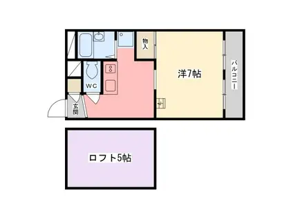 レオパレスレヴェルベールI(1K/1階)の間取り写真