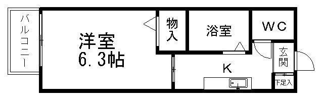 フレール台原(1K/1階)の間取り写真