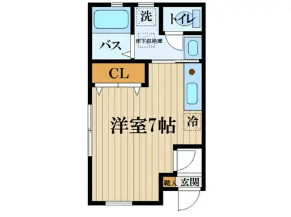 モンスリール(ワンルーム/1階)の間取り写真