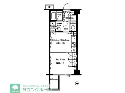 パークアクシス目黒本町(1DK/2階)の間取り写真