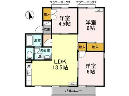 パークヴィレッジW(3LDK/2階)の間取り写真