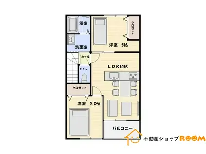 GRAND FORT IVB棟(2LDK/2階)の間取り写真