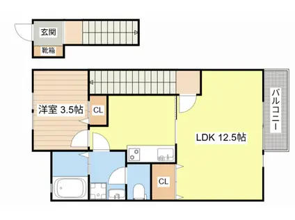 ウエストパレスII(1LDK/2階)の間取り写真
