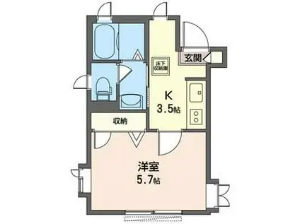 ハイムミモザ(1K/1階)の間取り写真