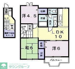 ウエストユーA棟(3LDK/2階)の間取り写真