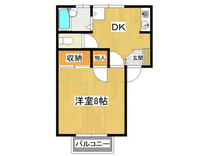 桂コーポウエスト(1DK/2階)の間取り写真