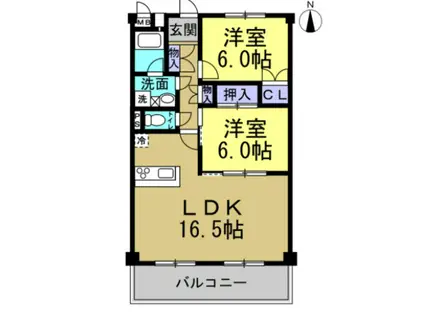 パレロワイヤル石浜(2LDK/2階)の間取り写真