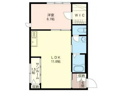 プランソレイユ新前橋(1LDK/2階)の間取り写真