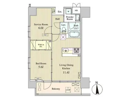 ザ マグノリアガーデン恵比寿(1SLDK/8階)の間取り写真