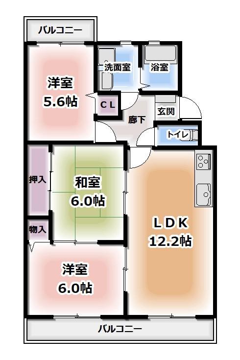 グランコートYS(3LDK/1階)の間取り写真